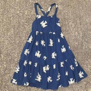 EUC Hanna Andersson Blue Dress with White Bird Print size 5